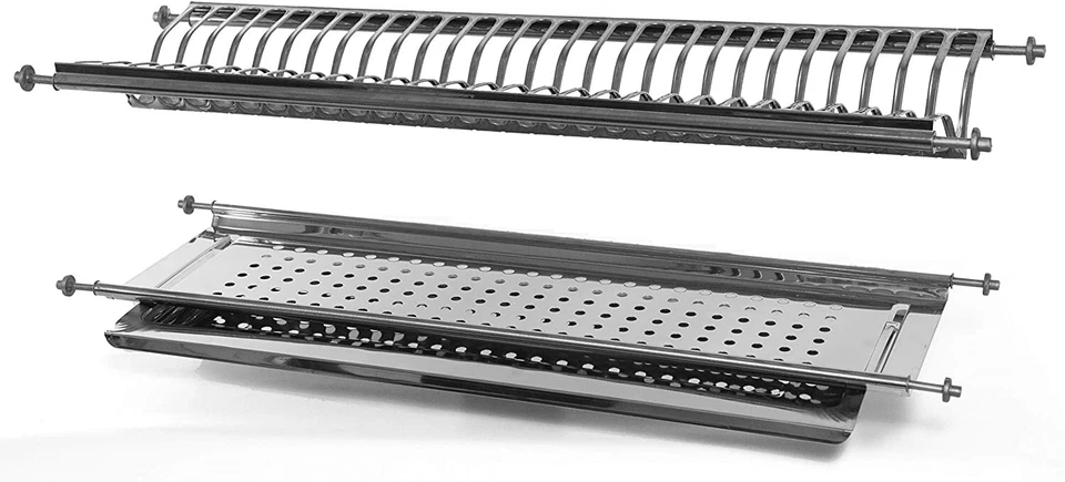 Scolapiatti in Acciaio Inox di lunghezza variabile Completo di supporti laterali - Immagine 2 di 2