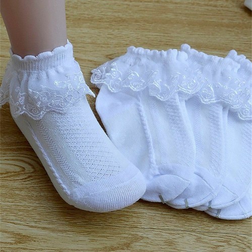 Thin Cotton Mesh Kids Ankle Socks Frilly Toddle Baby Girl Cute Ruffle Sock - Picture 1 of 16