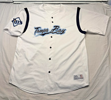 Tampa Bay Rays Jersey Mens XL White MLB Baseball Dynasty Button Front Sewn VTG