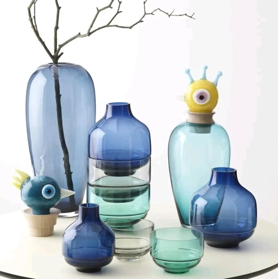 Leonardo Papageno 45cm Vase mit Verschluss aus Glas Türkis Mundgefertigt - Bild 2 von 4