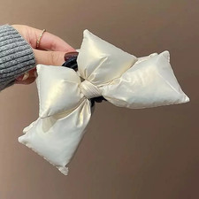 Black Pu Leather Statement Bow Hair Clip - Stylish and Timeless Design