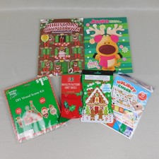 Kids Christmas Crafts Activities Lot Coloring Book Stickers Socks Wood Kit A363