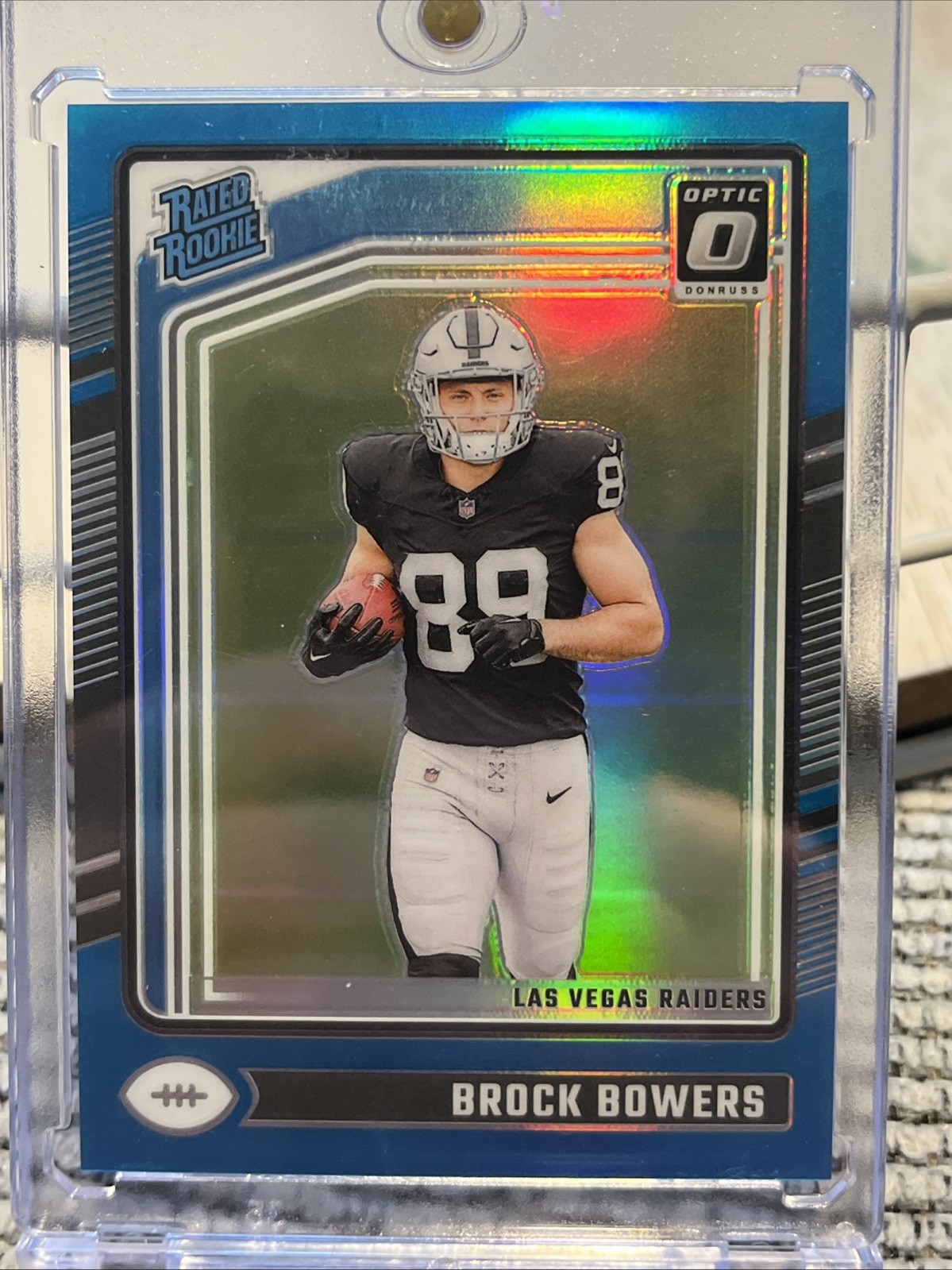 2024 Panini Donruss Optic Rated Rookie Brock Bowers #215 Blue Aqua Prizm /299