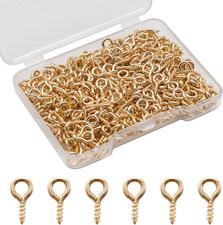 400 pcs 10x5mm Small Durable Screw Eyes Pins, Mini Screw Eye Hooks Eye Pins Char