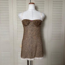 Vintage D&G Dolce & Gabbana 90s Leopard Lace Mini Slip Dress M Archive from JP