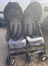 Chicco Echo Double Lightweight Buggy Pushchair with Canopy, Grey/Black