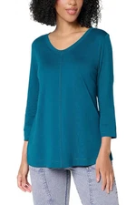 LOGO Principles by Lori Goldstein 3/4 Sleeve Knit Top Celestial Teal