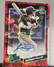 Panini 2023 Donruss Optic Jackson Merrill RC Auto Red Cracked Ice /23 RPS-JM