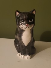 Babbacombe Pottery Lownds Pateman black and white cat 12cm /4.5" tall VGC