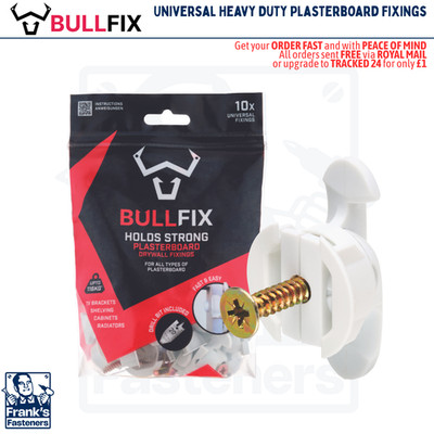 BULLFIX Universal Schwerlast Gipskarton Befestigungen   Packung 10/24/96   hält 116 kg