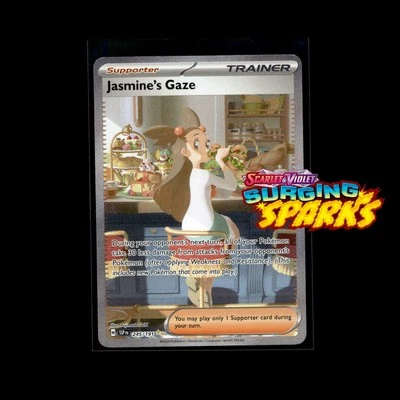 jasmine's gaze pokemon card Graded: 245/191 Surging Sparks (2024) SIR Holo PSA 10 this card is the perfect way to showcase your collection. Jasmine's Gaze Pokmon TCG Cards