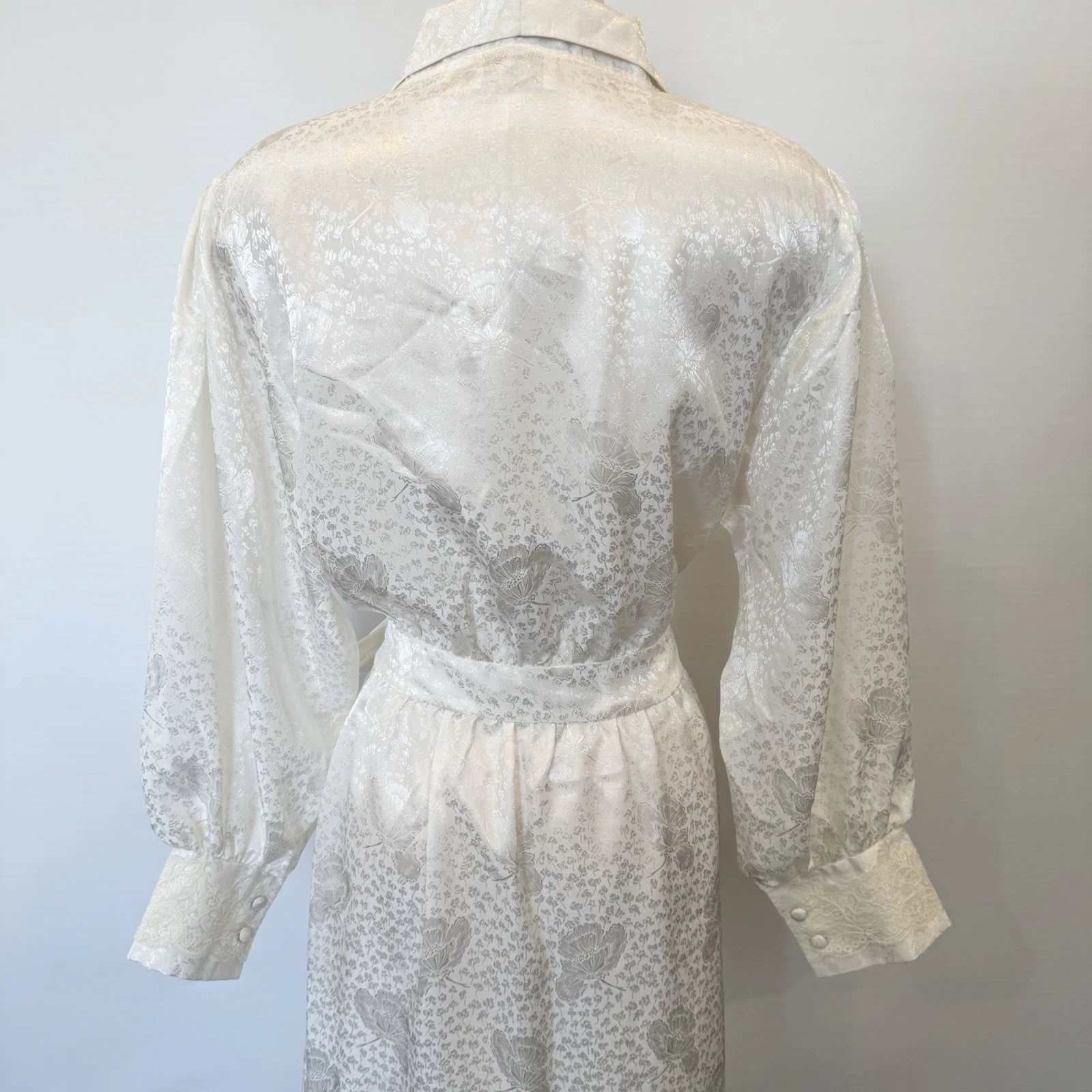 UNDERCOVER Maxi abito da sposa anni 80 Victoria’s Secret bianco avorio vintage jacquard seta