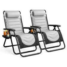 Keplin Zero Gravity Chairs Premium Padded Garden Recliners Set of 2 XXL
