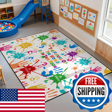 Yulidayang Colorful Handprints 4X6 Kids Rug For Playroomlarge Area Rugs For