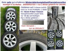 4 Alu-Komplettr&auml;der (Ganzjahresreifen) gefahren auf Mercedes C-Kl.  205/55-R16