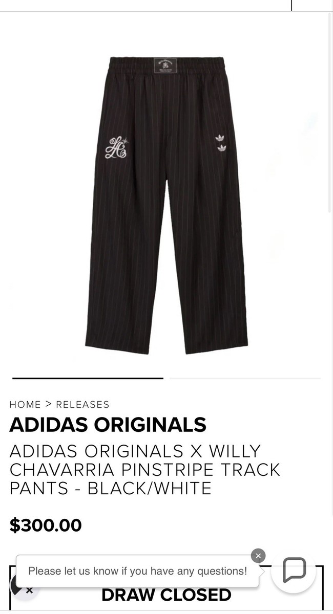 ADIDAS ORIGINALS X WILLY CHAVARRIA PINSTRIPE TRACK PANTS - BLACK