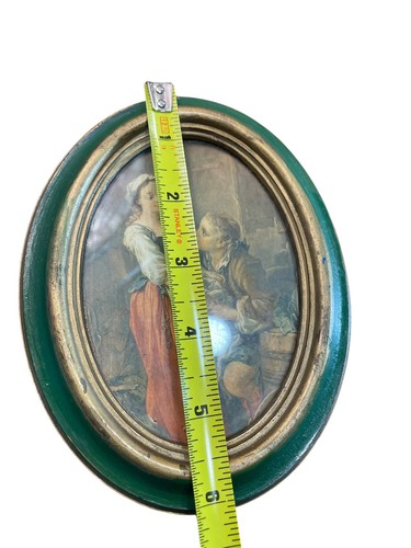 Vintage Oval Action O.F.M Print Plastic Frame Hand Crafted in Italy Gold Green - Picture 8 of 9