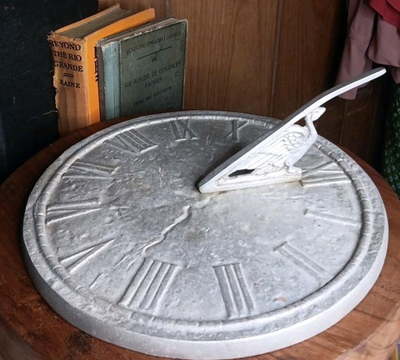 #ad Vintage Cast Aluminum Zodiac Sun Dial Great Condition Minimalist Cottage Cabin $29.78