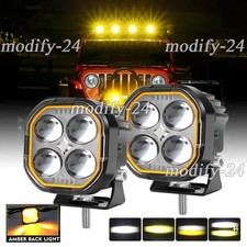 2x 2 Dual Color Led Work Light Bar Cube Pods Driving Spot Fog Fit Offroad Truck