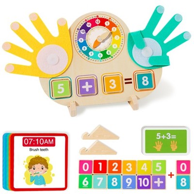 Educational 2 in 1 Math Manipulatives Number Counting Blocks & Teaching Clock...