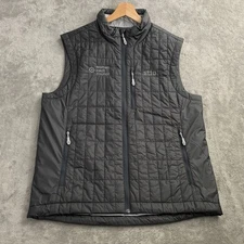 Stio Vest Mens Medium Black Quilted PrimaLoft Azura Insulated Zip EMBROIDERY
