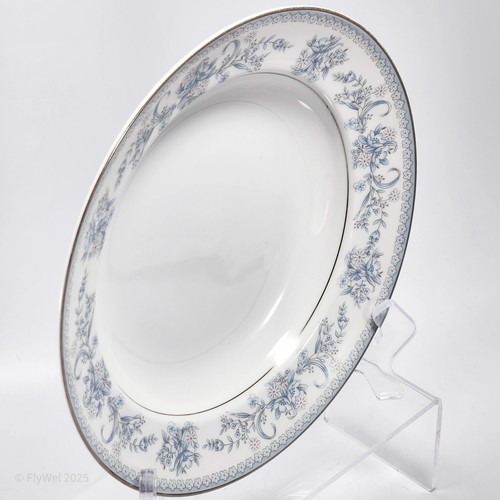 Mikasa Dresden Rose Rimmed Soup Bowl 8.25 Set of 2 White Fine China Blue Flowers - Picture 9 of 12