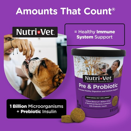 Nutri Vet Probiotic Chews for Dogs 120 Count Digestive Support and Gut Health - Picture 3 of 9