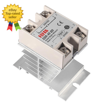 SSR-40DD Solid State Relay 40A DC to DC Input 3-32V Output 5-200V with Heat Sink
