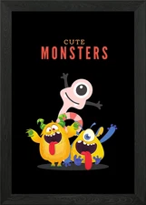 Cute Monsters Cartoon Illustration Framed Wall Art Poster Canvas Print Picture