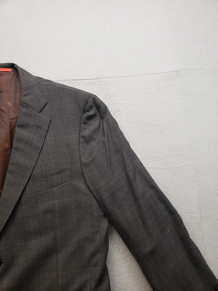 Isaia Men Blazer Jacket 56 Gray Plaid Button Sport Coat Casual Relaxed Fit US46 - Image 3 of 4