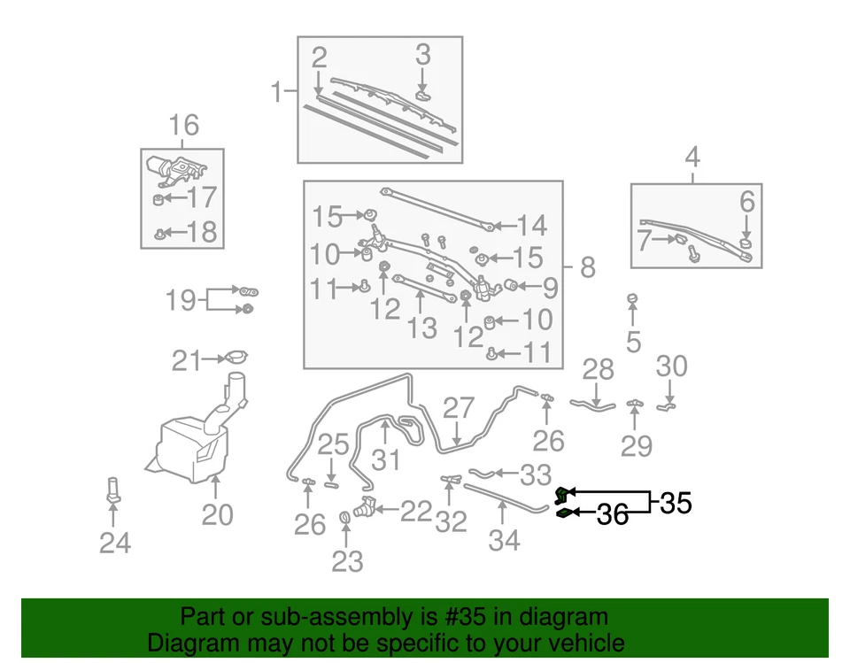 2010-2013 Genuine Acura MDX Nozzle Left Front Windshield Washer 76815-STX-A02ZA - Image 3 of 3