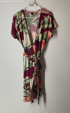 Ann Taylor Womens Multicolor Floral Print Tropical Tie Waist Wrap Dress Size 10