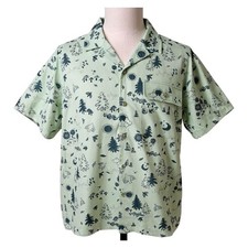 NEW Marmot Men's XL Camp Collar Short Sleeve Shirt Green Novelty Button-Up