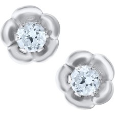 Sterling Silver Cubic Zirconia Flower Baby Studs