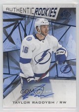 2021-22 Upper Deck SP Game Used Authentic Rookies Blue Taylor Raddysh Auto 07g7