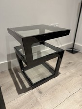 Dwell Triple Level Glass Top Side Tables In Black 