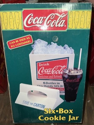 Coca Cola Save The Carton Handy Six Box Ceramic Coke Cookie Jar 1997 NEW