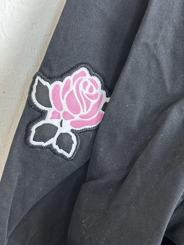 Vans Off The Wall Jacket Women’s Small Black Full Zip Light Weight Floral Pocket - Picture 3 of 13