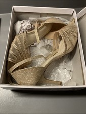 David  s bridal Nude Glitter N Mesh Heel Size 10