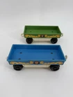 Vintage Fisher Price Train Freight Car Little People Green & Blue Flatbed