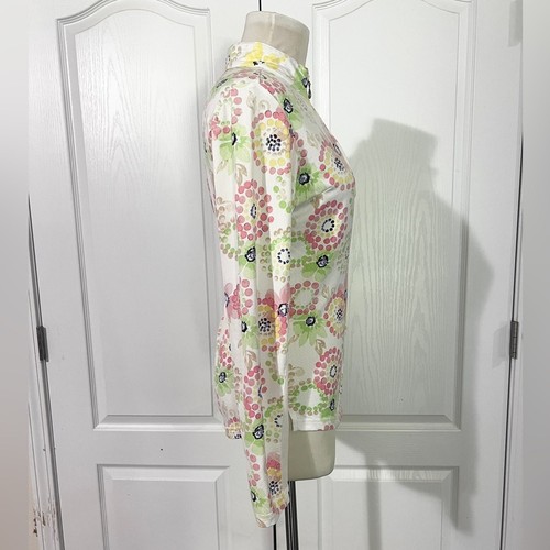 San Soleil UPF 50 Long Sleeve Quarter Zip Floral Sunshirt - sz M - Picture 3 of 8