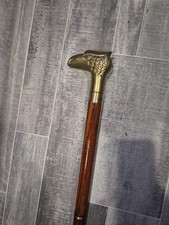 Antique Brass Eagle Walking Cane Wood Shaft Brass Ferrule 35?