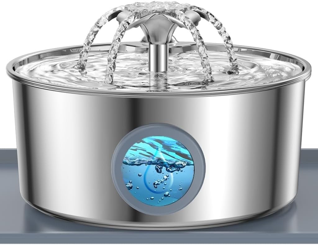 108oz/3.2L Cat Water Fountain Stainless Steel, Automatic Pet Water
