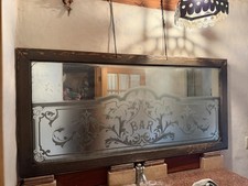 Very Rare Pre-Prohibition Saloon Bar Mirror- Art Nouveau/Hand Etched