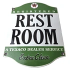 Vintage Texaco Gasoline Sign - Gas Service Rest Rooms Pump Porcelain Sign