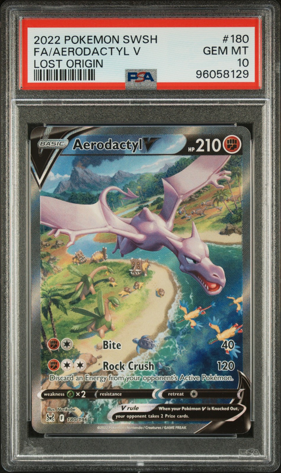 2022 POKEMON SWORD & SHIELD LOST ORIGIN #180 FULL ART/AERODACTYL V PSA 10