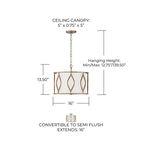 Capital Lighting 252531 Cohen 3 Light 16"W Semi-Flush Drum - Mystic Luster - Picture 2 of 5