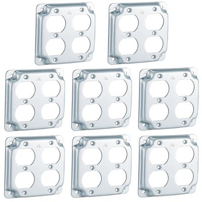 8 Pcs 4 x 4 Inch Metal Receptacle Electrical Box Cover Square Exposed Work Re...