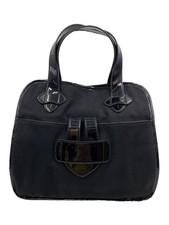 TILA MARCH Handbag Canvas Black Enamel