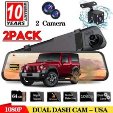 2Lens Dash Cam 1080p Car Front/Rear/Inside Video Recorder Camera G-sensor 2Pack